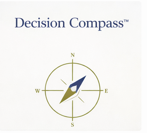 Decision Compass icon on a clean white background, signalling structured decision guidance.