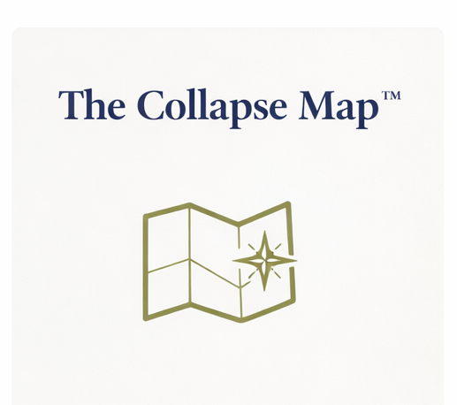 The Collapse Map™ icon: a minimalist line map with a compass symbol.